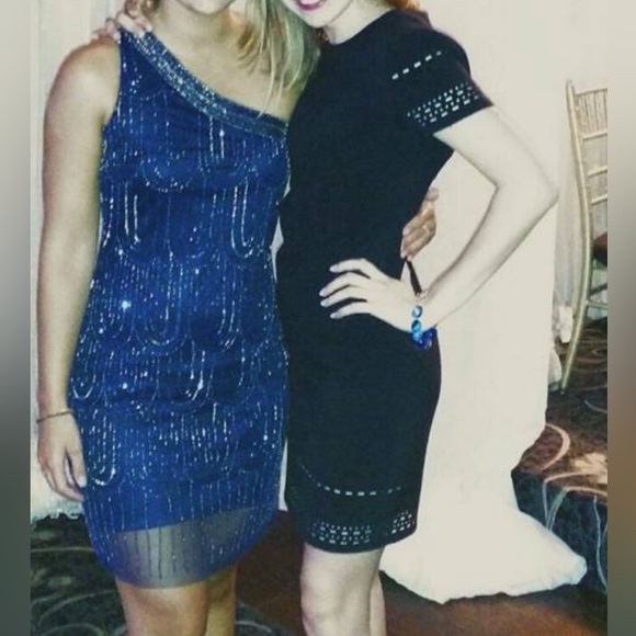 Black Perforated Detailing Short Sleeved Mini Skirt - Picture 9 of 9